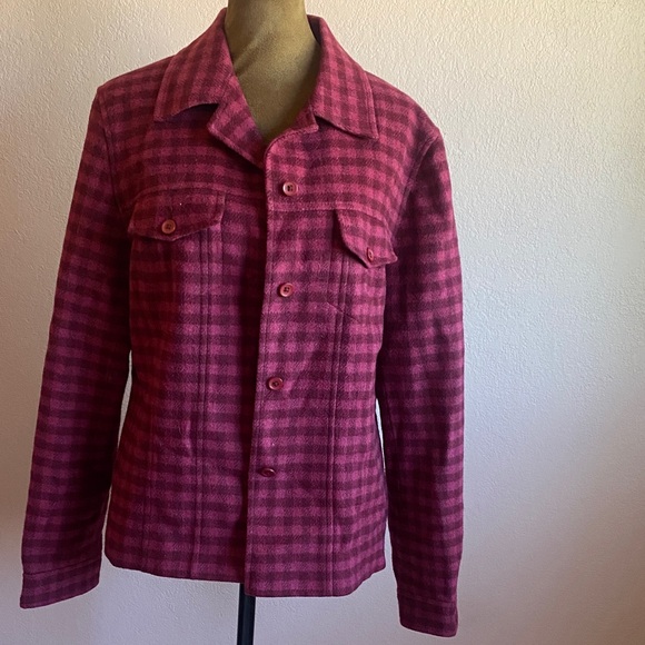 TALBOTS Fuchsia Plaid Button-Up Jacket - Picture 1 of 11